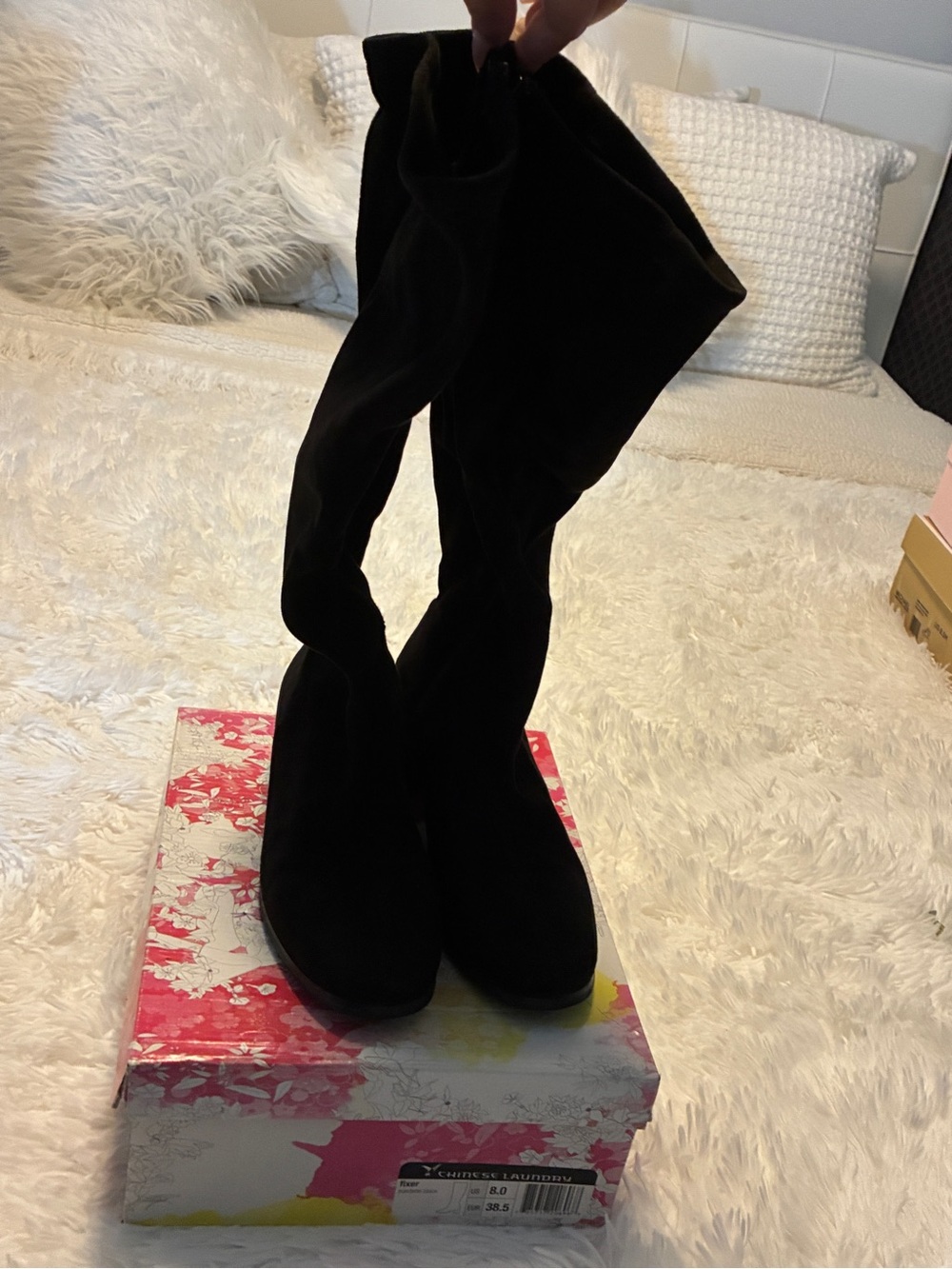 Chinese Laundry Black Over-the-Knee Stretch Boots